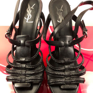 YSL Black Platform Sandal Heels